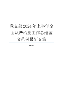 党支部2024年上半年全面从严治党工作总结范文范例最新5篇