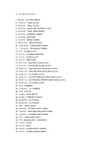 纺织面料名称的英文参考