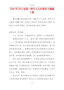 [600字]什么也是一种什么九年级作文精编3篇