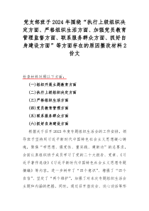 党支部班子2024年围绕“执行上级组织决定方面、严格组织生活方面、加强党员教育管理监督方面、联系