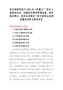 党支部领导班子2024年（两篇文）“执行上级组织决定、加强党员教育管理监督、联系服务群众、抓好自