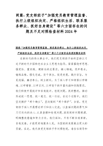 两篇：党支部班子“加强党员教育管理监督、执行上级组织决定、严格组织生活、联系服务群众、抓好自身建