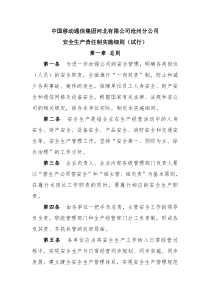 中国移动通信河北有限公司沧州分公司安全生产责任制实施细则(试行)