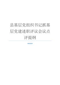 县基层党组织书记抓基层党建述职评议会议点评提纲