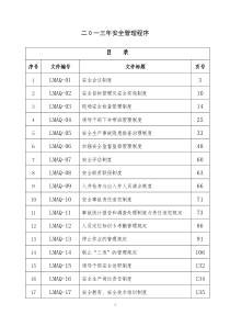 二0一三年安全管理程序