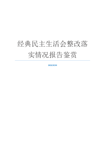 经典民主生活会整改落实情况报告鉴赏