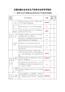 交通运输企业安全生产标准化达标考评指标2