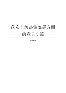 落实上级决策部署方面的意见3篇