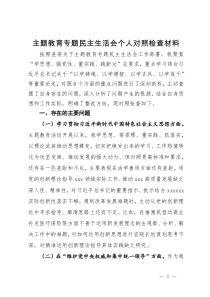 医保局党组书记主题教育专题民主生活会个人对照检查材料