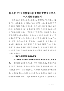 副县长2023年度第二批主题教育民主生活会个人对照检查材料