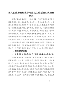 区人民政府党组班子主题教育专题民主生活会对照检查材料