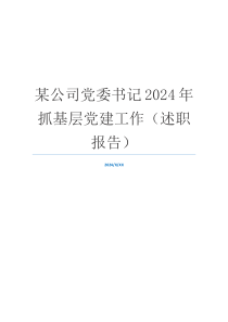 某公司党委书记2024年抓基层党建工作（述职报告）