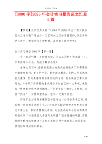 [3000字]2023年会计实习报告范文汇总5篇