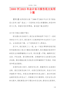 [3000字]2023年会计实习报告范文实用3篇