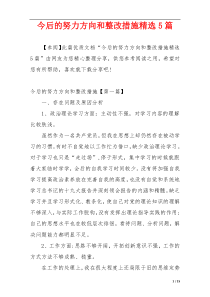 今后的努力方向和整改措施精选5篇