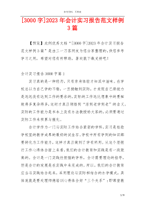 [3000字]2023年会计实习报告范文样例3篇