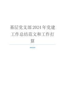 基层党支部2024年党建工作总结范文和工作打算