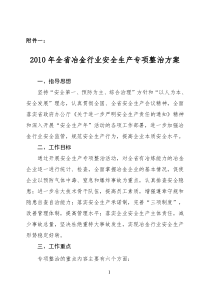 全省冶金行业安全生产专项整治方案