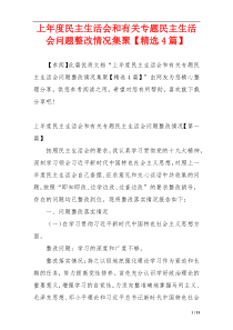 上年度民主生活会和有关专题民主生活会问题整改情况集聚【精选4篇】