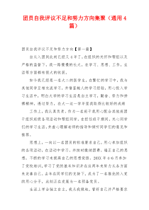 团员自我评议不足和努力方向集聚（通用4篇）