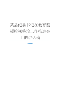 某县纪委书记在教育整顿检视整治工作推进会上的讲话稿