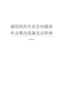 通用组织生活会问题清单及整改措施党员样例