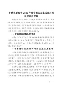 乡镇党委班子2023年度专题民主生活会对照检视剖析材料