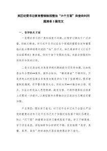 某区纪委书记教育整顿检视整治“六个方面”自查自纠问题清单3篇范文