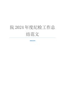 院2024年度纪检工作总结范文