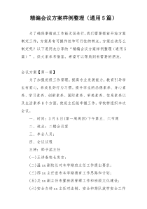 精编会议方案样例整理（通用5篇）