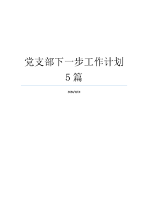 党支部下一步工作计划5篇