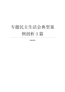 专题民主生活会典型案例剖析3篇