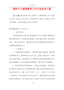 教师个人继续教育工作计划实用4篇