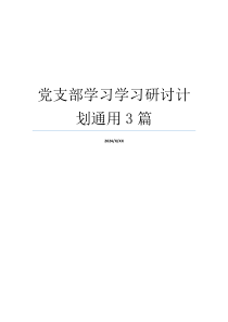 党支部学习学习研讨计划通用3篇