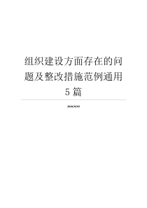 组织建设方面存在的问题及整改措施范例通用5篇