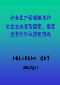 冶金安全生产、危险危害因素分析及控制讲稿