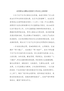 在党委全会暨全区经济工作会议上的讲话