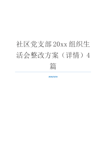 社区党支部20xx组织生活会整改方案（详情）4篇