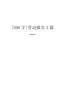 [500字]劳动报告3篇