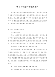 学习日计划（精选5篇）