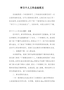 学习个人工作总结范文