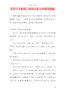 实用大学教师心得体会范文和感悟精编