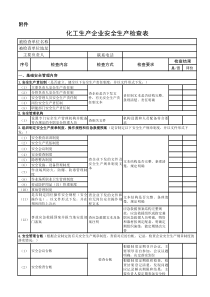 化工生产企业安全生产检查表