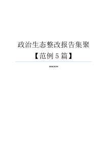 政治生态整改报告集聚【范例5篇】