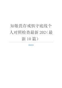 知敬畏存戒惧守底线个人对照检查最新202（最新10篇）