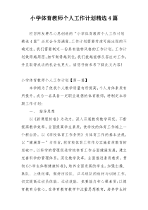 小学体育教师个人工作计划精选4篇