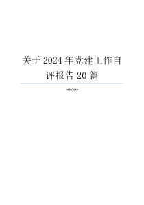 关于2024年党建工作自评报告20篇