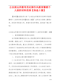 公安派出所教导员纪律作风教育整顿个人剖析材料范例【热选5篇】