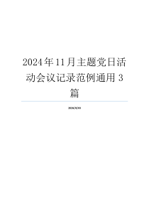 2024年11月主题党日活动会议记录范例通用3篇