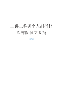 三讲三整顿个人剖析材料部队例文5篇